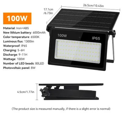 Produktbild von Solar-LED-Strahler für außen - Modell D - 100 W - 2er-Set - IP65 - Wasserdicht - Mit Fernbedienung