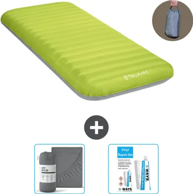 Obrázek produktu pro Intex Kempingová podložka - pro 1 osobu - 76 x 191 x 17 cm - zelená - včetně pumpy - prostěradla a opravné sady