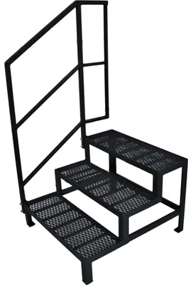 Produktbild von 3 Stufen mit Geländer Stahltreppe Außentreppe Freistehend Breite 80 cm Höhe 45-63 cm verzinkt Anthrazit