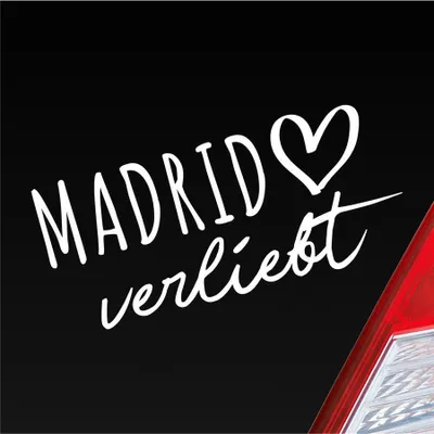 Produktbild von Auto Aufkleber Madrid verliebt Herz Stadt Heimat Liebe Car 19x9 cm Weiss Matt Sticker Heckscheibenaufkleber