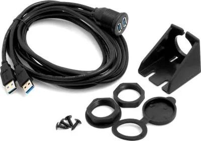 Produktbild von SYSTEM-S 2m Doppel USB A 3.0. Kabel Verlängerungskabel Einbaubuchse für Unterputz Armaturenbrett