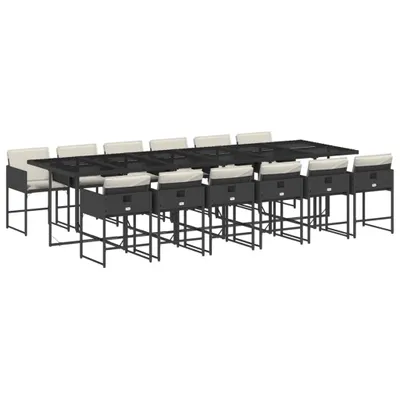 Produktbild von vidaXL 13-tlg. Garten-Essgruppe mit Kissen Schwarz Poly Rattan