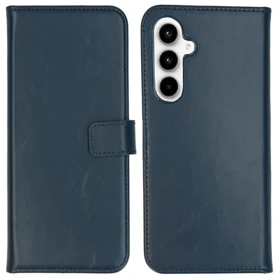 Imagen del producto de Funda de Cuero Auténtico tipo Libro para Samsung Galaxy A55 - Azul oscuro