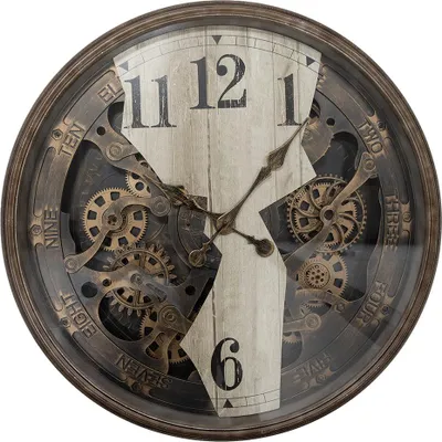 Immagine prodotto di Orologio da parete Clayre & Eef Ø 76x10 cm Marrone Beige Plastica