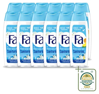 Image de 12 flacons de gel douche "Fa Mediterranean Jewels Santorini" - 250 ml - Pack économique - 12 pièces