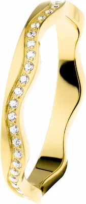 Produktbild von Ernstes Design Damen Ring mit gewellter Ringschiene und funkelndem Zirkonia in Goldoptik
