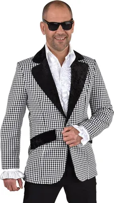 Produktbild von M220209-S schwarz-weiß Herren 50's Sakko "Jackie" Jackett Discojackett Gr.S=48