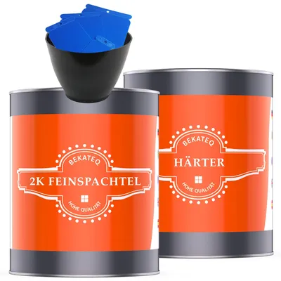 Produktbild von Feinspachtel 2K Epoxidharz, 9 kg l Spachtelmasse für Boden, Auto & Boot l Risse & Löcher auffüllen, verdämmen I schnell härtend BK-110EP BEKATEQ