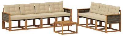 Produktbild von vidaXL Outdoor-Sofagarnitur mit Kissen 8 pcs Natur und Beige