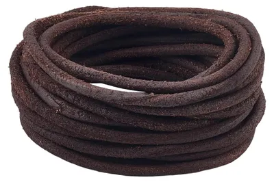 Produktbild von Rundes Lederband - 5 m x 4 mm - Für Schmuckherstellung und Bastelarbeiten - Kokosnussbraun