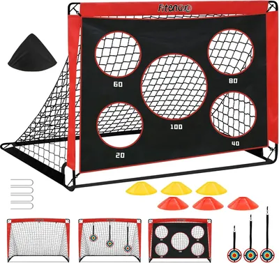 Obrázok produktu pre Futbalová brána 120 x 90 cm, sklolaminátový rám, s terčovou stenou a terčmi, skladacia, na tréning v záhrade
