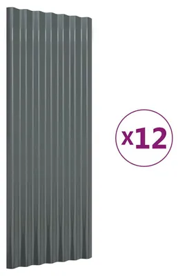 Produktbild von vidaXL Dachpaneele 12 Stk Verzinkter Stahl Anthrazit 100x36cm
