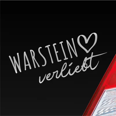 Produktbild von Auto Aufkleber Warstein verliebt Herz Stadt Heimat Liebe Car 19x7 cm Silber Sticker Heckscheibenaufkleber