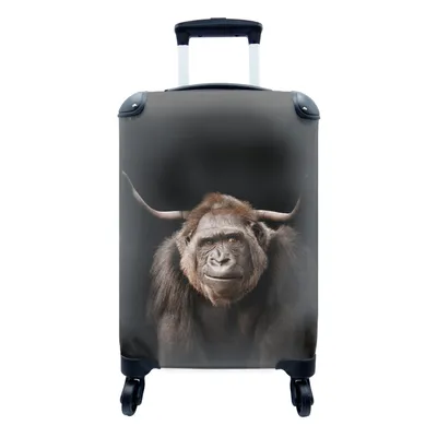 Produktbild von MuchoWow® Koffer Handgepäck Trolley Rollkoffer Kleine Reisekoffer mit 4 Rollen - Gorilla - Schwarz - Tier - Cabin Size < 55x40x23 cm & 55x40x20 cm - Fotokoffer - Kabinenkoffer - Boardgepäck - Reise-Box - Reisekoffer - Reisegepäck - Koffer mit Bild - Trolley für Kinder