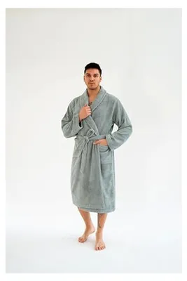 Produktbild von Frottee Bademantel für Damen und Herren aus 100% Baumwolle –  Standard – weich und saugfähig – Morgenmantel mit Schalkragen, Gürtel und Taschen für Sauna und Spa