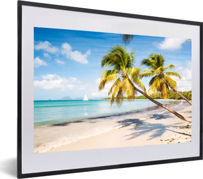 Produktbild von MuchoWow® MuchoWow® Gerahmtes Poster Strand - Palme - Schatten 60x40 cm - Poster mit zchwarzem Bilderrahmen - Schlafzimmer - Plakat in Rahmen - Drucken