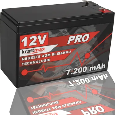 Produktbild von Kraftmax Industrial Pro Bleiakku [ 12V / 7,2Ah ] AGM Hochleistungs- Blei Akku der Neusten Generation