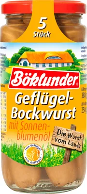 Produktbild von Böklunder Geflügel Bockwurst extra Zart mit Sonnenblumenöl 5 St. 250g
