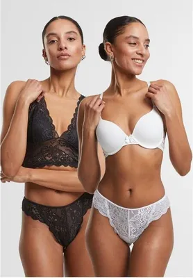 Imagen del producto de Urban Classics, tanga de encaje para mujer, pack de 2, color  y blanco - Talla S