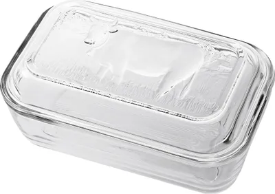 Produktbild von Luminarc Butterdose aus Glas mit Kuh-Motiv 17 x 10,5 x 7 cm Glas, für ca. 250 g Butter, spülmaschinengeeignet