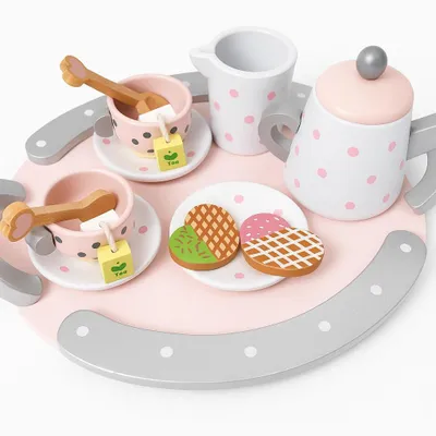 Obrázek produktu pro Dřevěná čajová a kávová sada pro děti – 15 dílů, Montessori