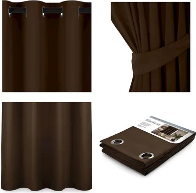 Produktbild von Vorhang Ösenschal Verdunklungsvorhang blickdicht 140 x 170 cm - Dunkelbraun