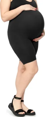 Produktbild von Merry Style Große Größen Damen Kurze Umstandsleggings aus Viskose MS10-462 (Schwarz, 5XL)