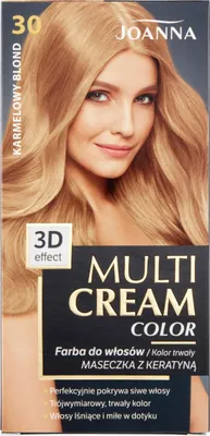 Zdjęcie produktu dla Joanna Multi Cream Color Farba Do Włosów 3D 30 Karmelowy Blond
