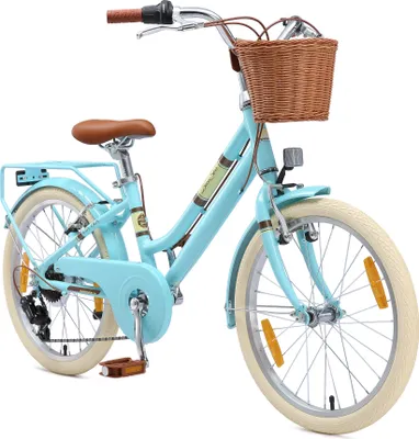 Produktbild von BIKESTAR Alu Kinderfahrrad ab 6-7 Jahre | 20 Zoll City Retro Bike, 7 Gänge, Korb, V-Bremse, Hollandrad | Blau