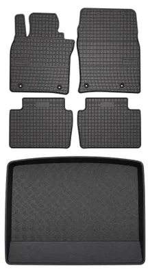 Productafbeelding van Rubberen automatten + kofferbakmat voor Mazda CX-30 vanaf 2019 – 5-delig, zwart, op maat – Wielganizator SolidPRO