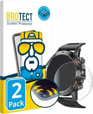 Produktbild von 2x BROTECT Fullscreen Schutzfolie für Lemfo Smartwatch 1.39" Displayschutz Folie Fullcover Klar Transparent