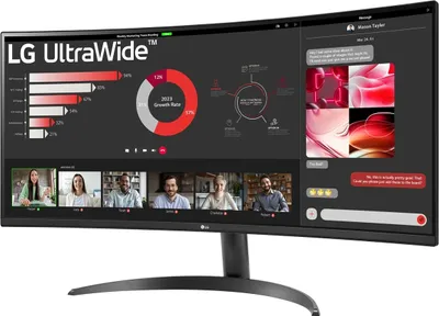 Produktbild von LG 34WR50QC-B.AEU, 86,4 cm (34"), 3440 x 1440 Pixel, UltraWide Quad HD, LCD, 5 ms, Schwarz