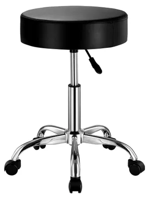 Produktbild von Höhenverstellbarer Sattelhocker mit 204 kg Tragfähigkeit (55-71 cm) Drehhocker für Salon, Spa, Massage und Klinik in Schwarz