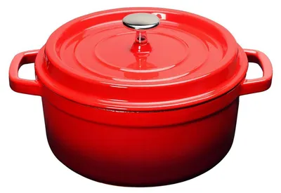 Immagine prodotto di Pentola smaltata per cottura al forno, ideale per brasare, con coperchio, capacità 4,75 litri, colore rosso
