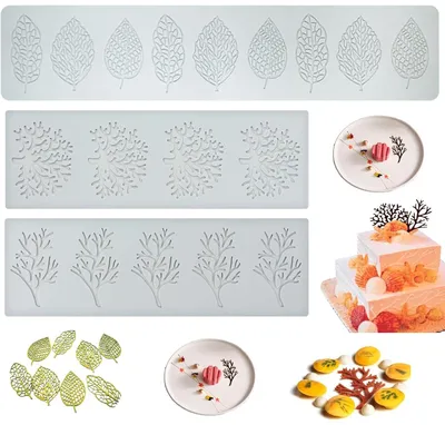 Produktbild von Silikon Blattform - 3-teiliges Set - Tuile Form - Silikon Honigwabenform - Dekorationsform - Für Backen Harz Ton Zuckerwerk Dessertdekoration