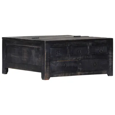 Image de Table basse Noir 65x65x30 cm Bois de manguier massif