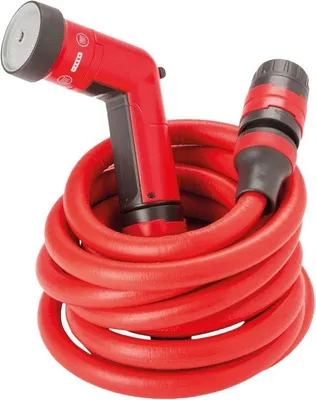 Zdjęcie produktu dla Zestaw przedłużek do węża ogrodowego z wielofunkcyjnym uchwytem pistoletowym i torbą transportową, kolor czerwony, 10 m