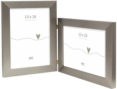 Produktbild von Deknudt Doppelrahmen Kunststoffrahmen S41VD1 silber 2 Fotos 13x18 cm