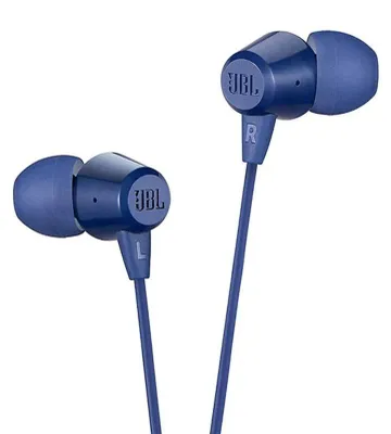 Image de Écouteurs filaires avec prise jack 3,5 mm et microphone JBL T50HI 360 bleu