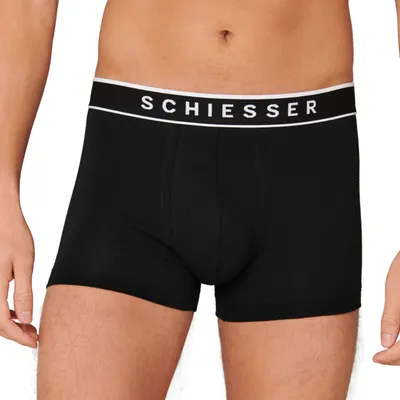 Produktbild von Schiesser 9er Pack 95/5 Organic Baumwolle Retro Short / Pant Körpernahe Shorts mit Webgummibund , Kontraststarke Logo-Prägung am Bund, Elastische Single-Jersey-Qualität