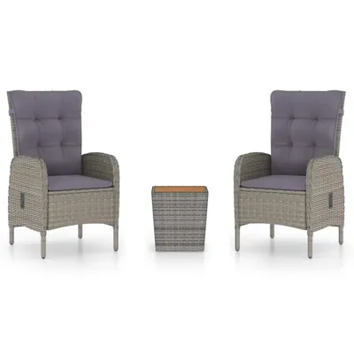 Immagine prodotto di vidaXL Set bistrot 3 pezzi in polirattan e legno d'acacia grigio