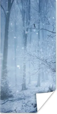Produktbild von MuchoWow® Poster Wald - Winter - Schnee 75x150 cm - Dekoration für die Wände