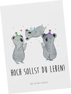 Produktbild von Mr. & Mrs. Panda Postkarte Koalas Geburtstag - Weiß - Geschenk, Happy Birthday, kunstkarte, Feier, Grußkarte, Ansichtskarten, Geburtstage, bildkarte, Postkarten
