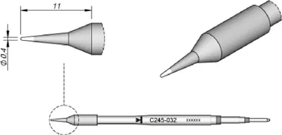 Produktbild von JBC C245032 Lötspitze Rundform gerade Spitzen-Groesse 0.4 mm Inhalt 1 St.
