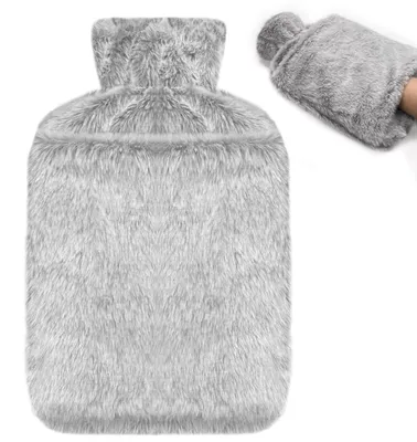 Imagen del producto de Bolsa de agua caliente con funda de imitación de piel, de 2 litros, sin fugas, para aliviar dolores de cuello y hombros