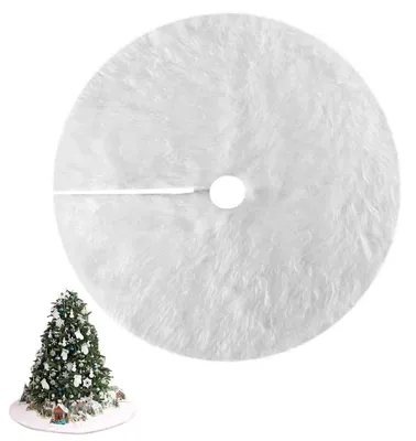 Obrázok produktu pre Vianočná dekoračná podložka pod stromček, kruhová, priemer 78 cm, biela, plyšová, 1 kus