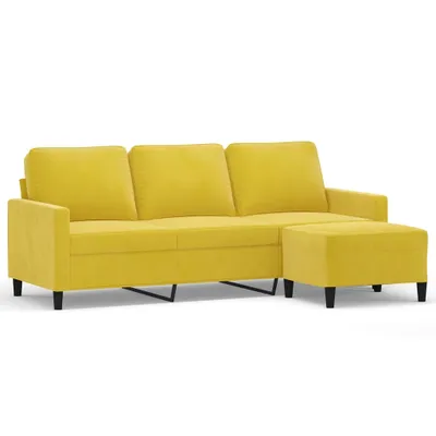 Image de vidaXL Canapé 3 places avec pouf jaune 180 cm velours