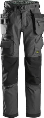 Produktbild von Snickers FlexiWork Bodenleger Arbeitshose m. Holstertaschen, EN 14404 Stahlgrau-Schwarz-112
