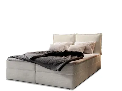 Produktbild von Masseno Boxspringbett LENTE 180x200 cm Komplett-Set mit Bonell Matratze und Topper, Polsterbett mit Bettkästen -Beige, LINCOLN 83