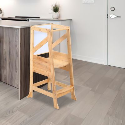Fiqops Lernturm für Kinder Learning Tower Lernstuhl Hochstuhl Tritthocke Natural 100 kg